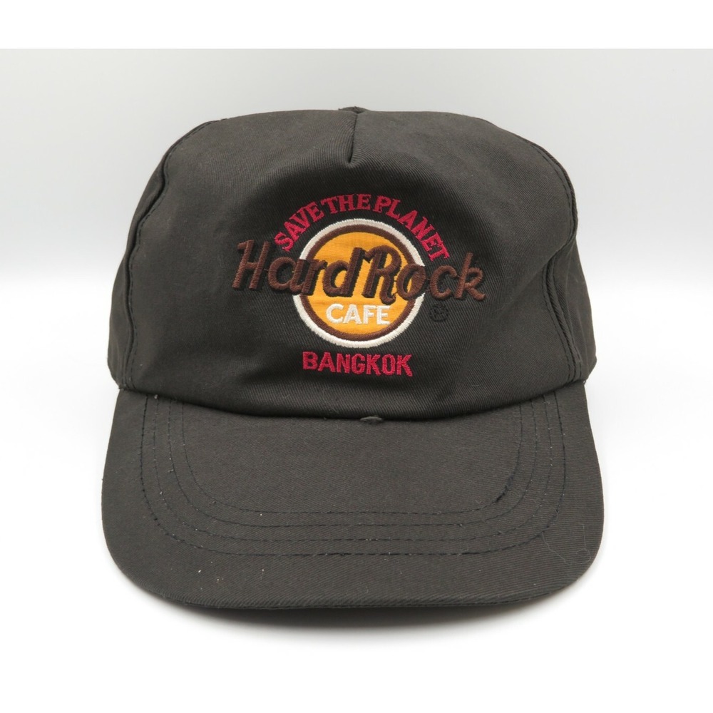Vintage Hard Rock Cafe Bangkok Save The Planet 1990s Brown Snapback Hat Cap